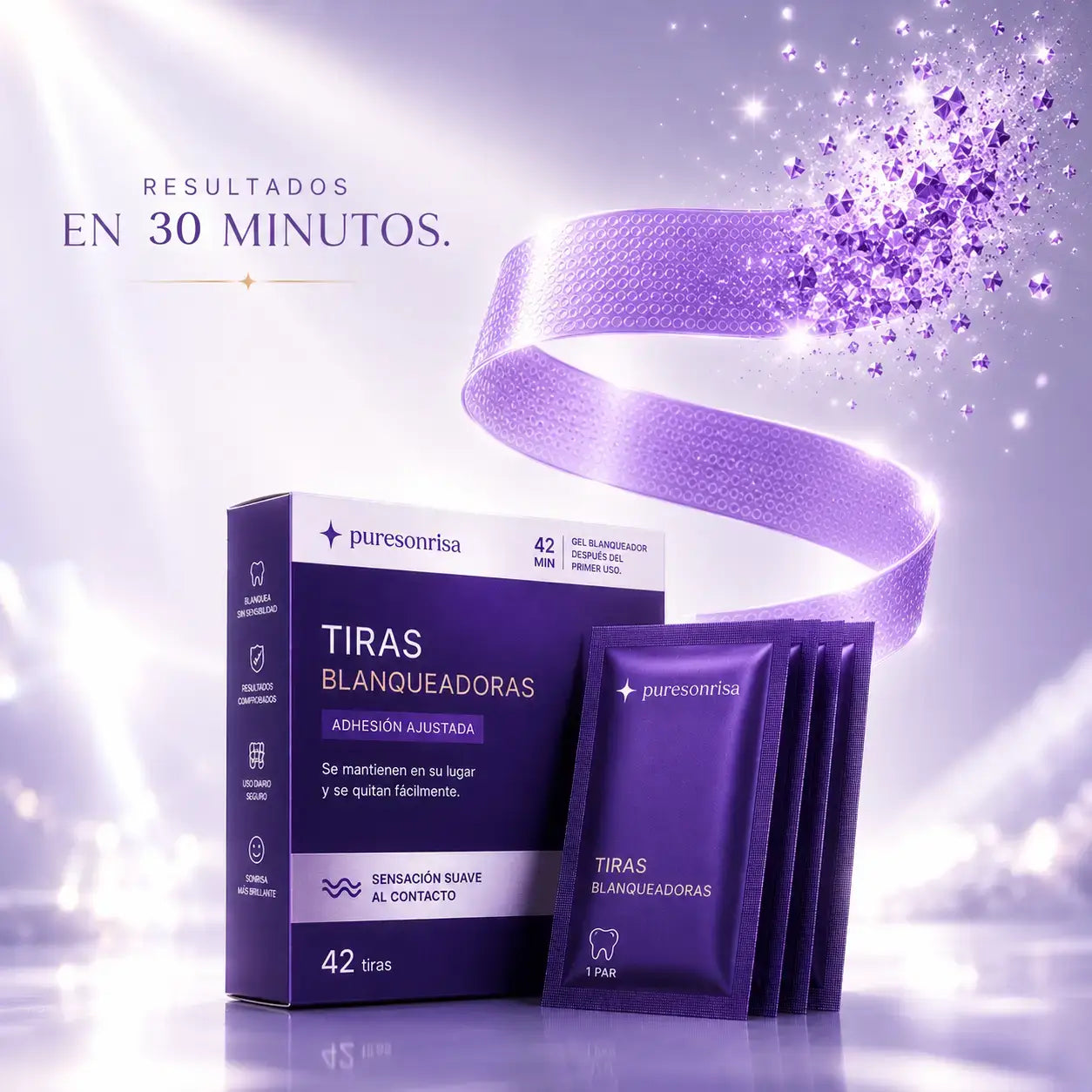 PureSonrisa 42 tiras blanqueadoras moradas mejor valor