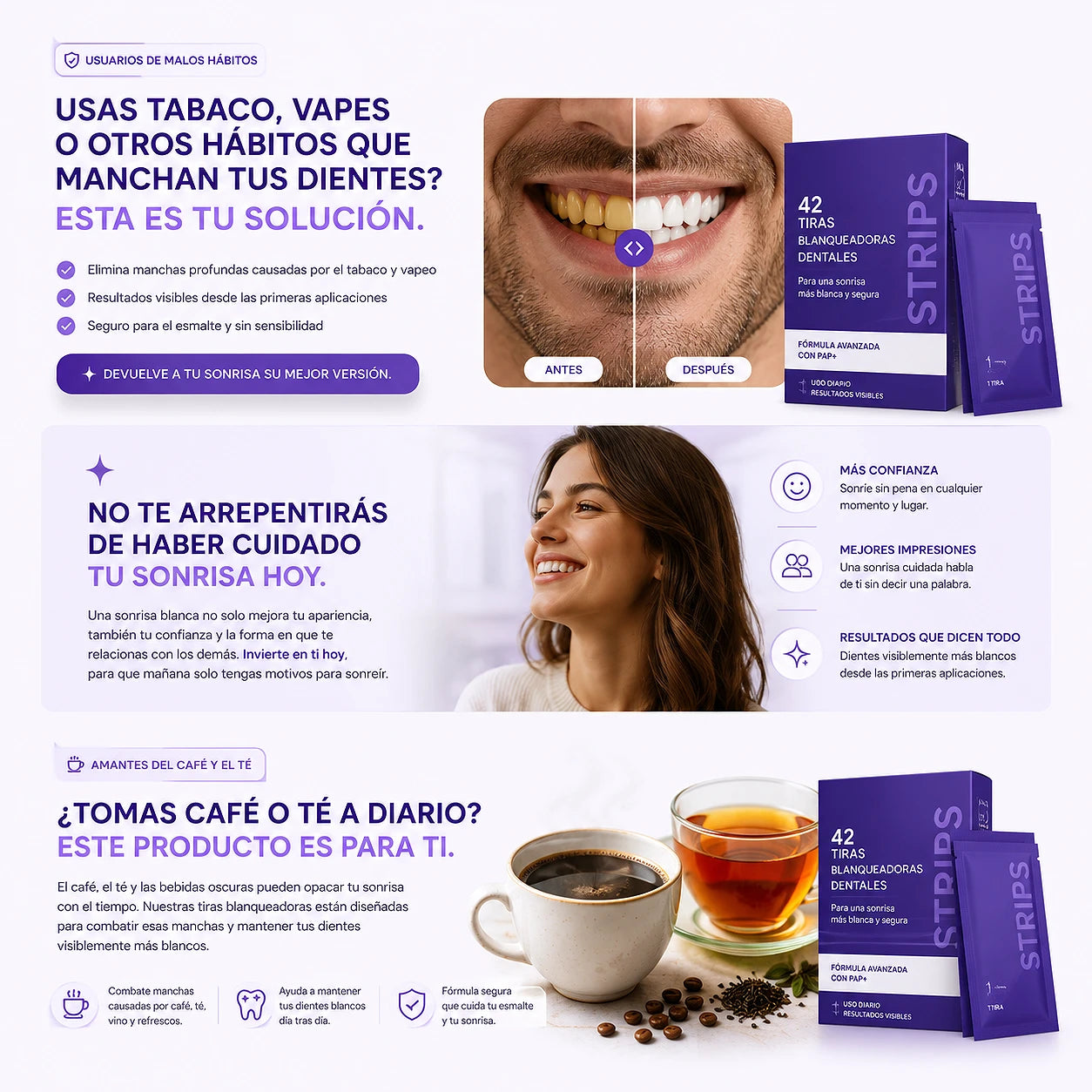 Resultado blanqueamiento dental PureSonrisa antes y después