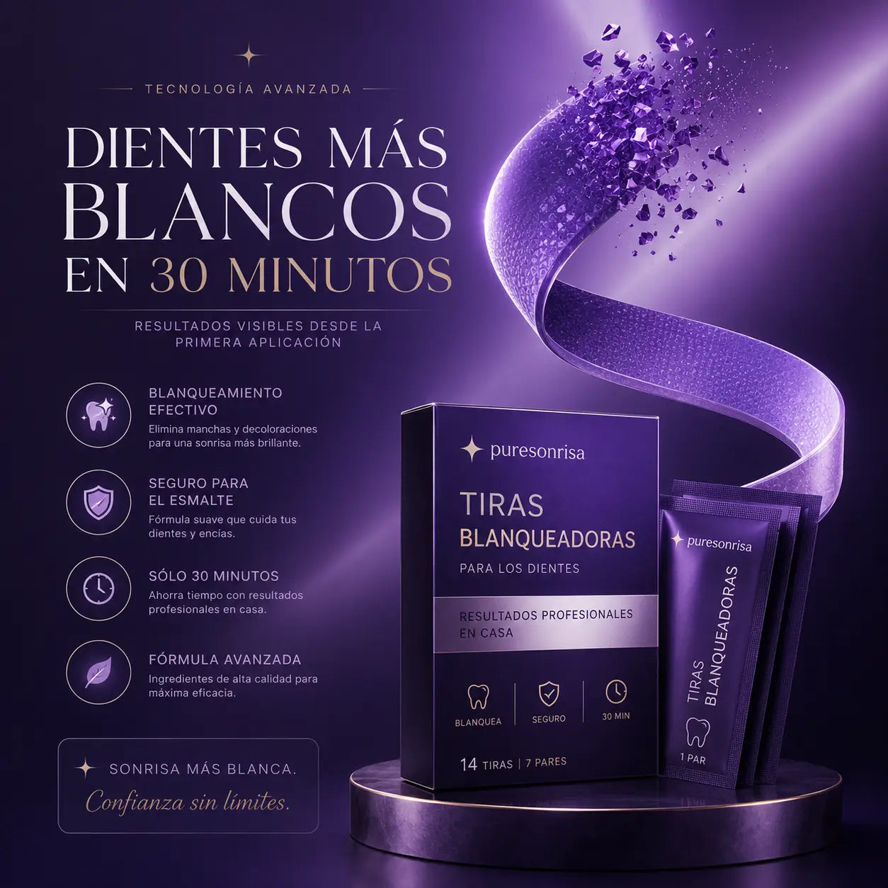 Resultado blanqueamiento dental PureSonrisa antes y después