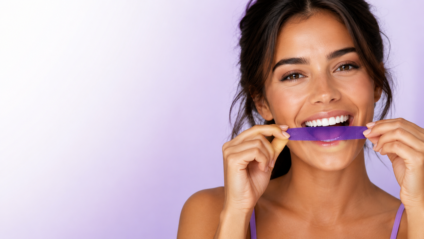 Tiras blanqueadoras moradas PureSonrisa sin peróxido