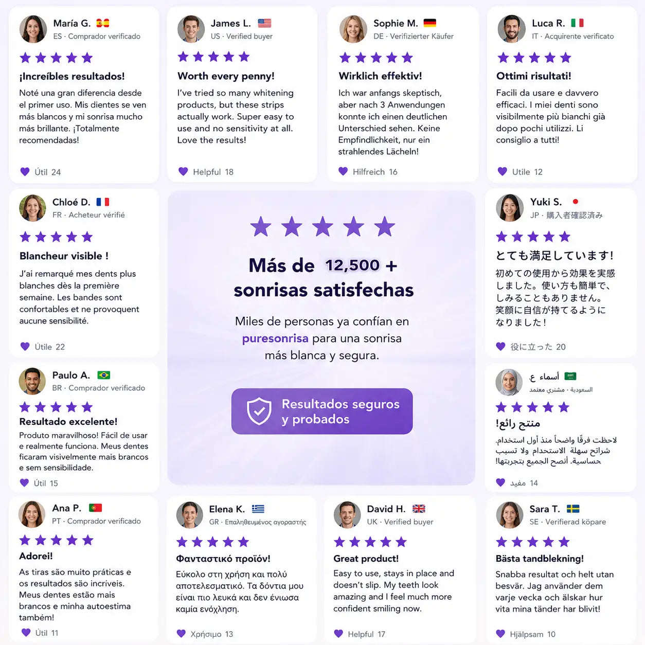 Cómo usar tiras blanqueadoras moradas PureSonrisa 30 minutos